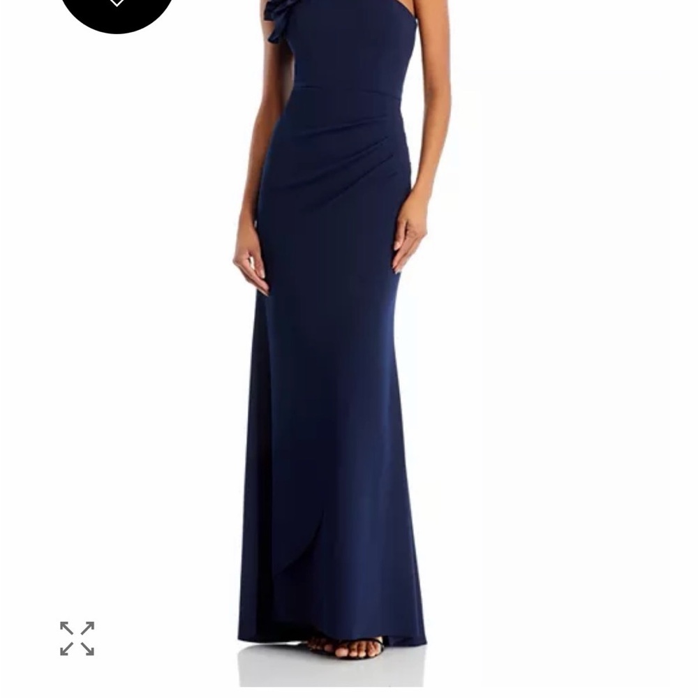 Aqua Navy One-Shoulder Ruffle Dress - Picture 3 of 6